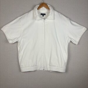 Bullock & Jones Jacket Mens 2XL Vintage Y2K White Terrycloth Cotton Yacht Rock